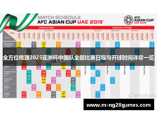 全方位梳理2025亚洲杯中国队全部比赛日程与开球时间详尽一览 全方位梳理2025亚洲杯中国队全部比赛日程与开球时间详尽一览